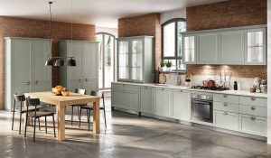 Cocina Carattere Restayling: Tiradores de concha en el acabado Plata envejecida mate, perfectamente combinados con el Fresno Capri de la cocina y la encimera de Quarz Motley.